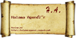 Halama Agenór névjegykártya